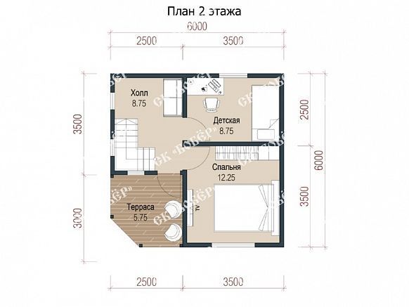 Дачный дом из бруса 6.5х6.5. фото